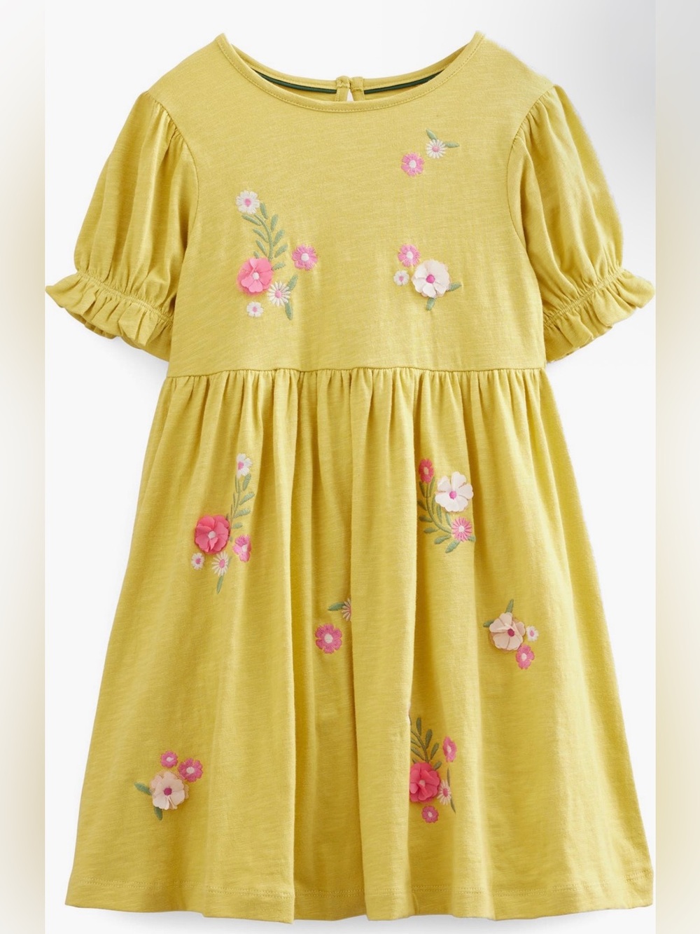 Mini Boden Yellow Floral Embroidered Girls' Dress Size 3-4Y